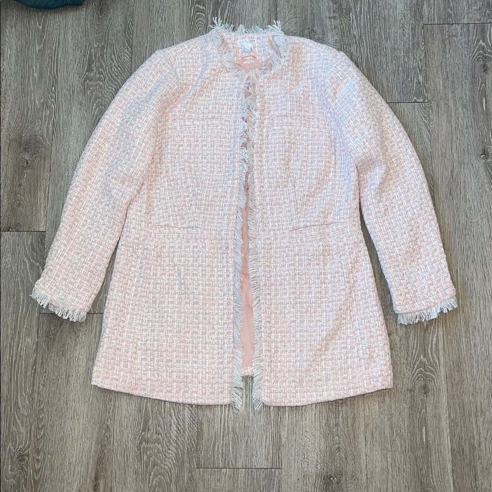 VENUS Tweed Blazer jacket size 16 pink and white business casual Easter spring